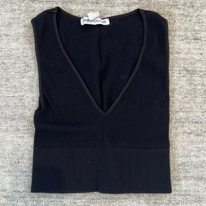 Black deep V tank top